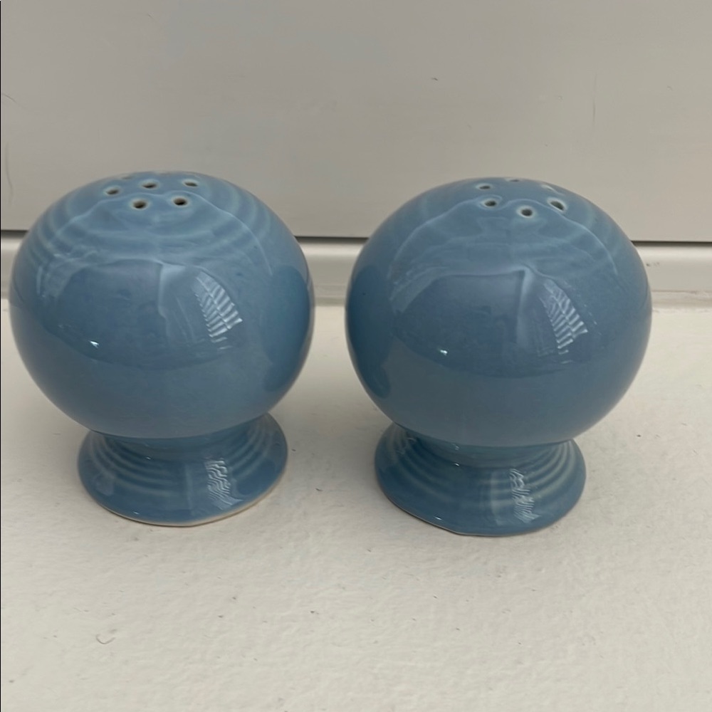 VTG Fiesta Periwinkle Blue Ceramic Salt and Pepper Shakers *no stoppers*